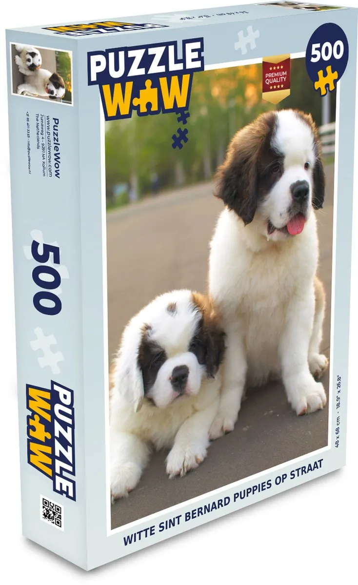 PuzzleWow Witte Sint Bernard Puppies Legpuzzel 500 Stuks