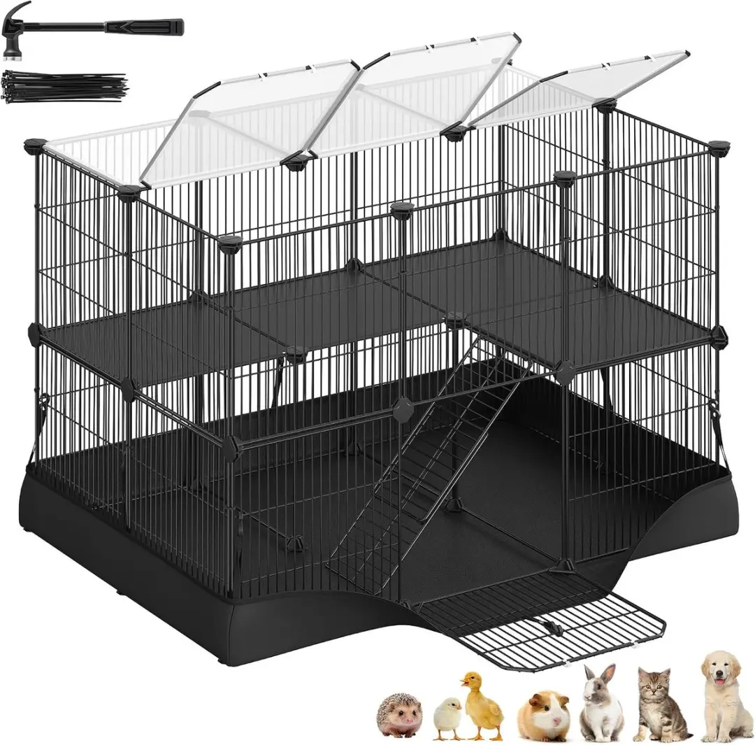 Songmics LPI016BH01 Dierenkooi 2-verdiepingen 93x63x61cm