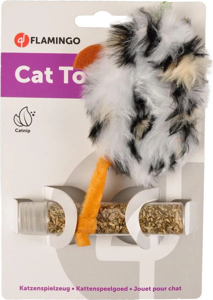 Flamingo Pluche Muis met Catnip - 2 Stuks