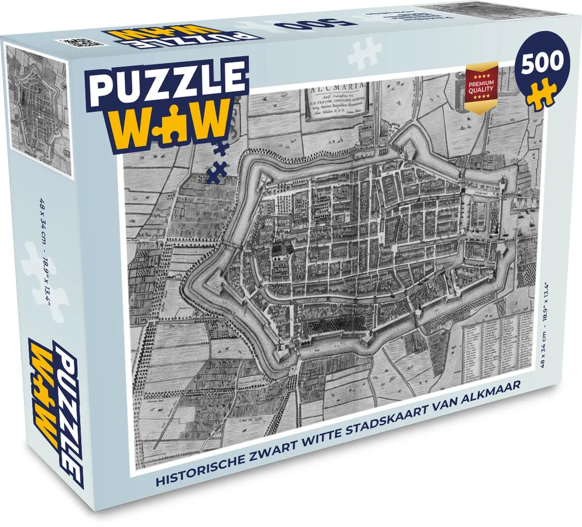 PuzzleWow Alkmaar Legpuzzel 500 Stuks - Zwart/Wit