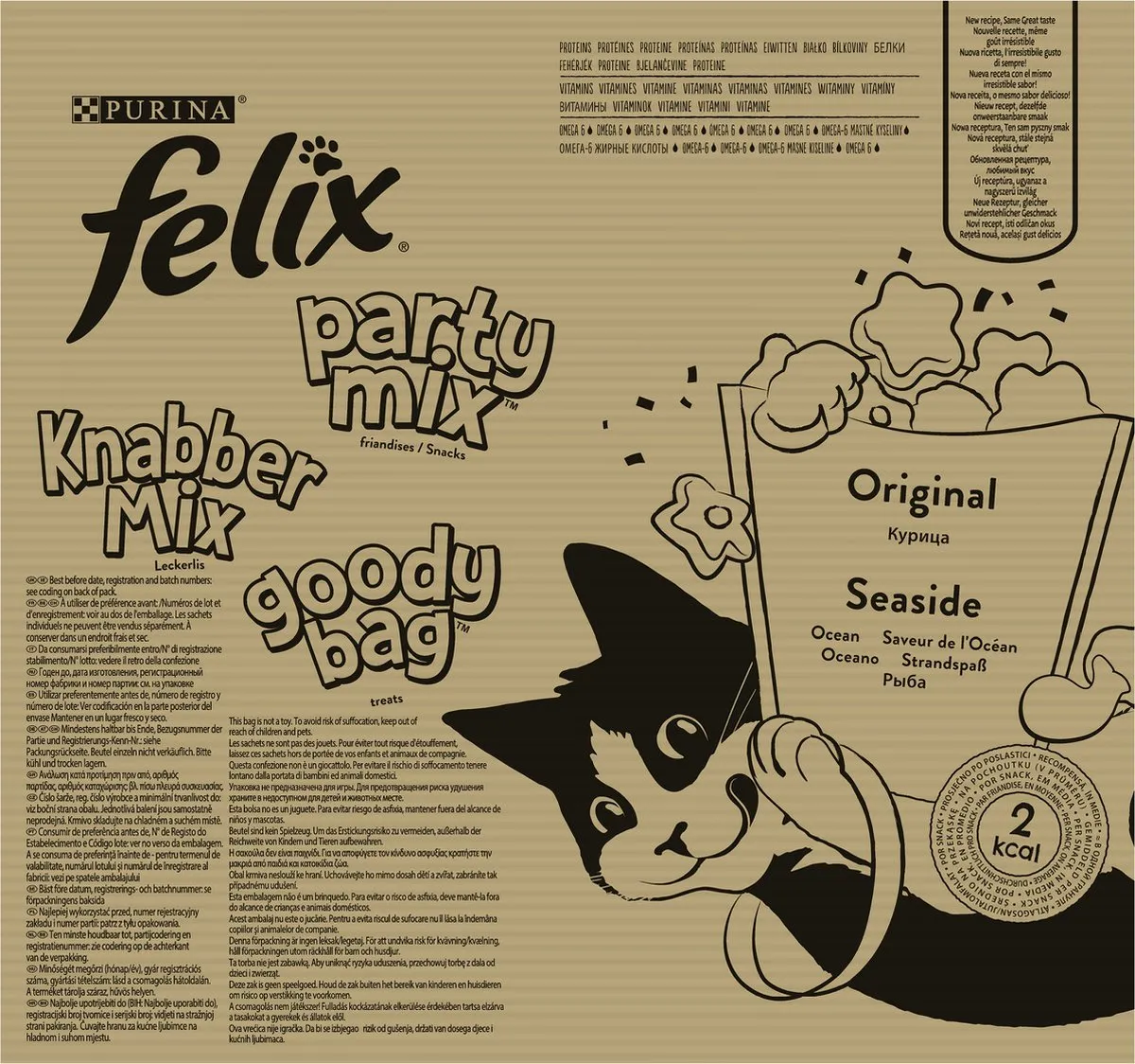 Felix Party Mix Kattensnacks Original & Seaside - 16x60g