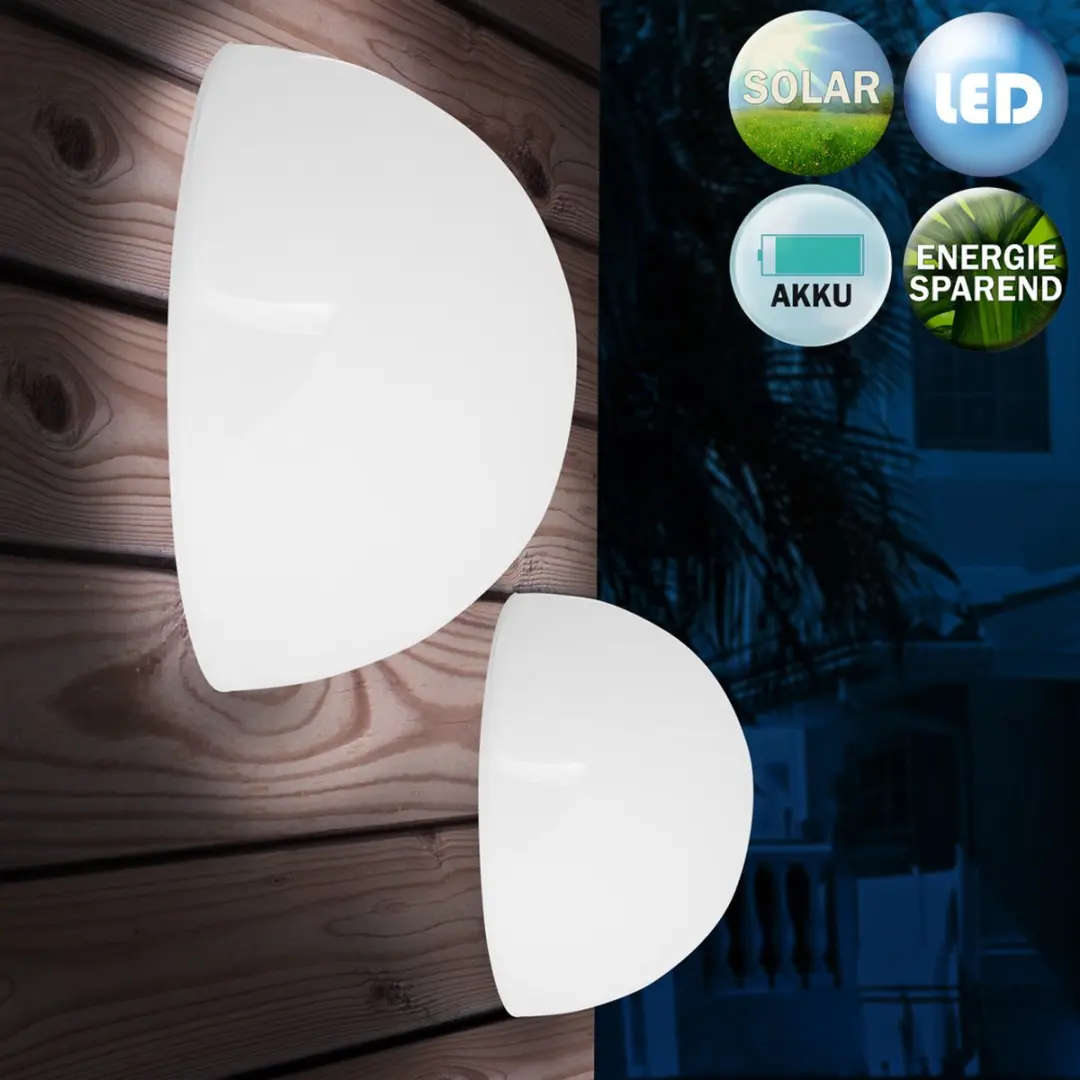 Deuba LED Solarverlichting Set - 3 Stuks Halfrond Wit - afbeelding 5 van 6