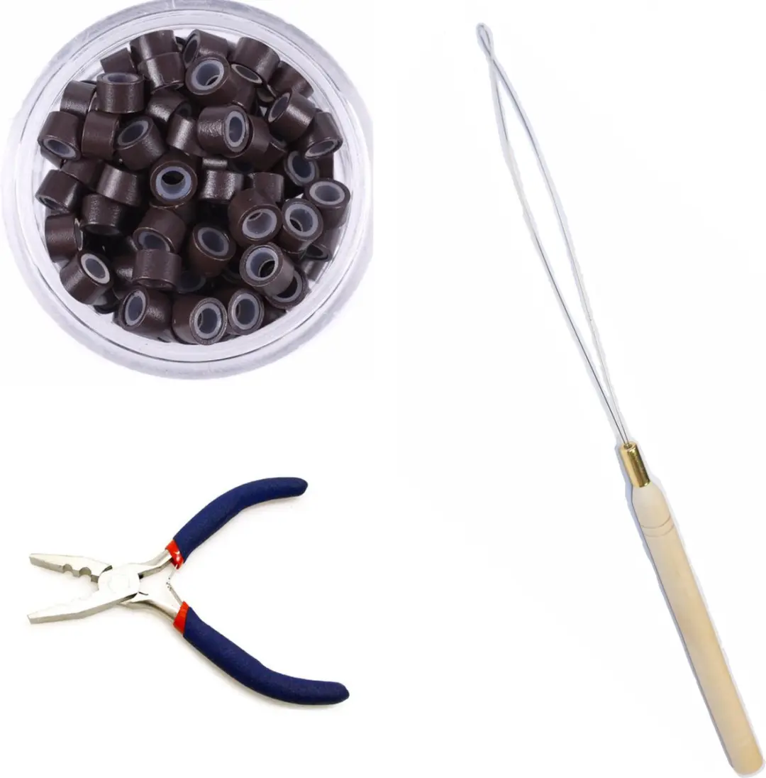 Combo_Microring met silicone 100 stuks_ bevat [microring met silicone kleur brui
