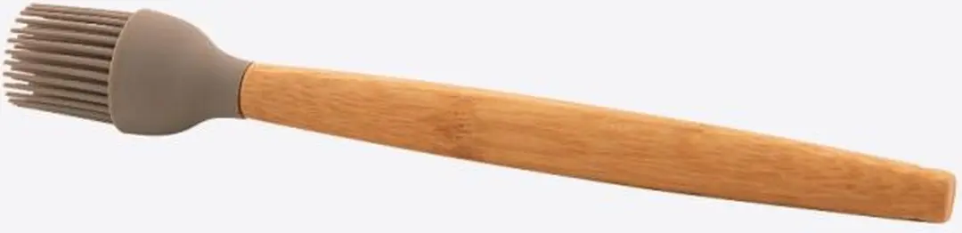 Point-Virgule silicone borstel met bamboe handvat taupe 25cm