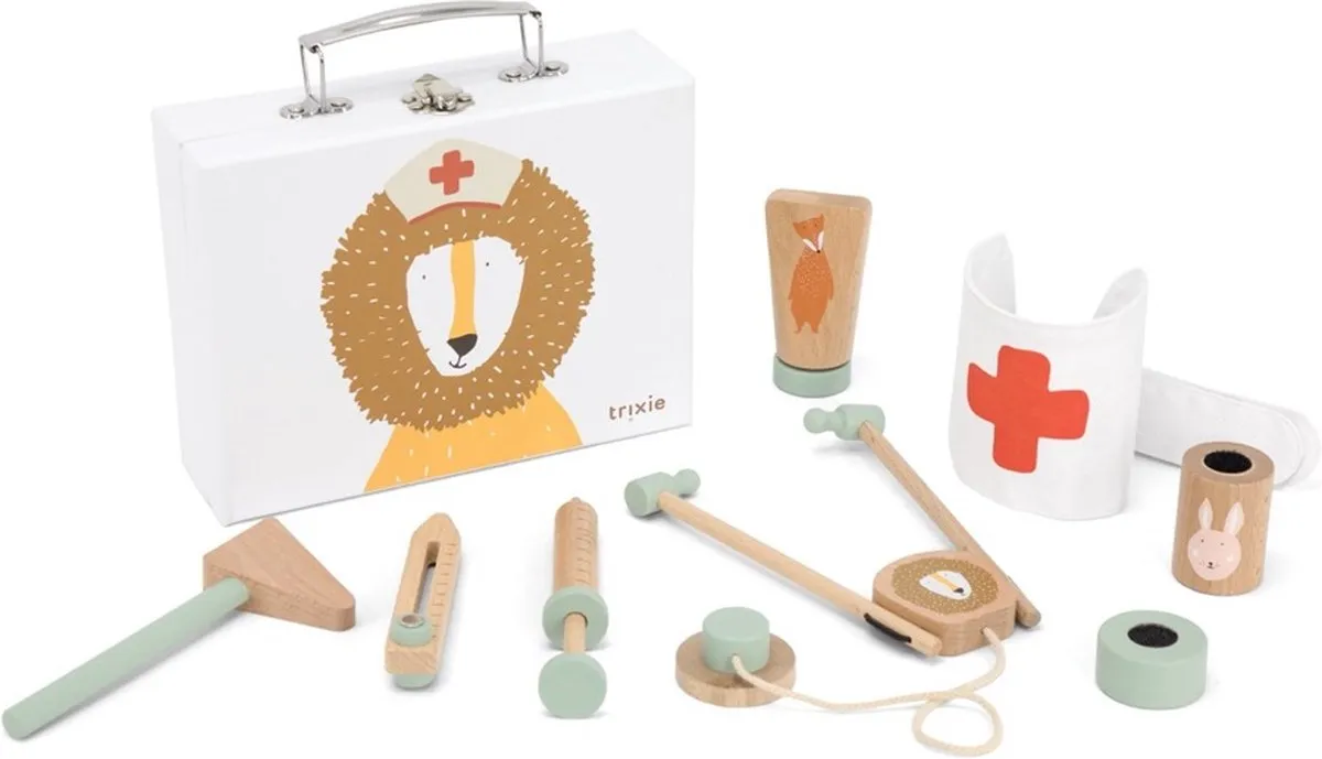 Trixie Doktersset Houten Speelgoed 36-528 - 8 Accessoires - Multi