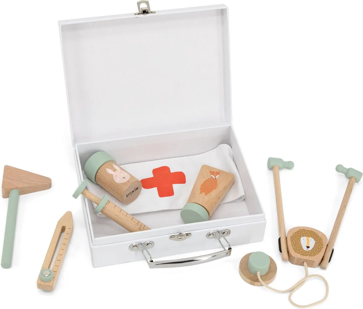 Trixie Doktersset Houten Speelgoed 36-528 - 8 Accessoires - Multi