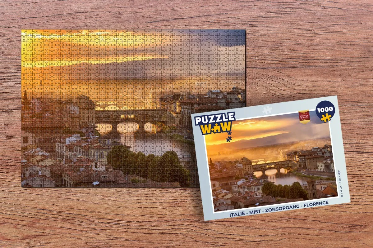 PuzzleWow Italië Mist Zonsopgang Florence Legpuzzel 1000 Stuks - Multicolor