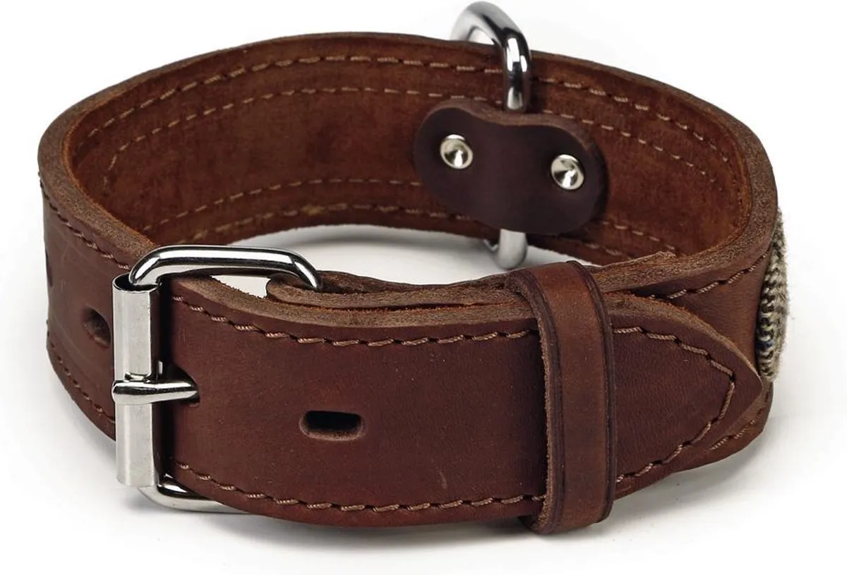 Beeztees Tweedy Leren Halsband - Bruin M