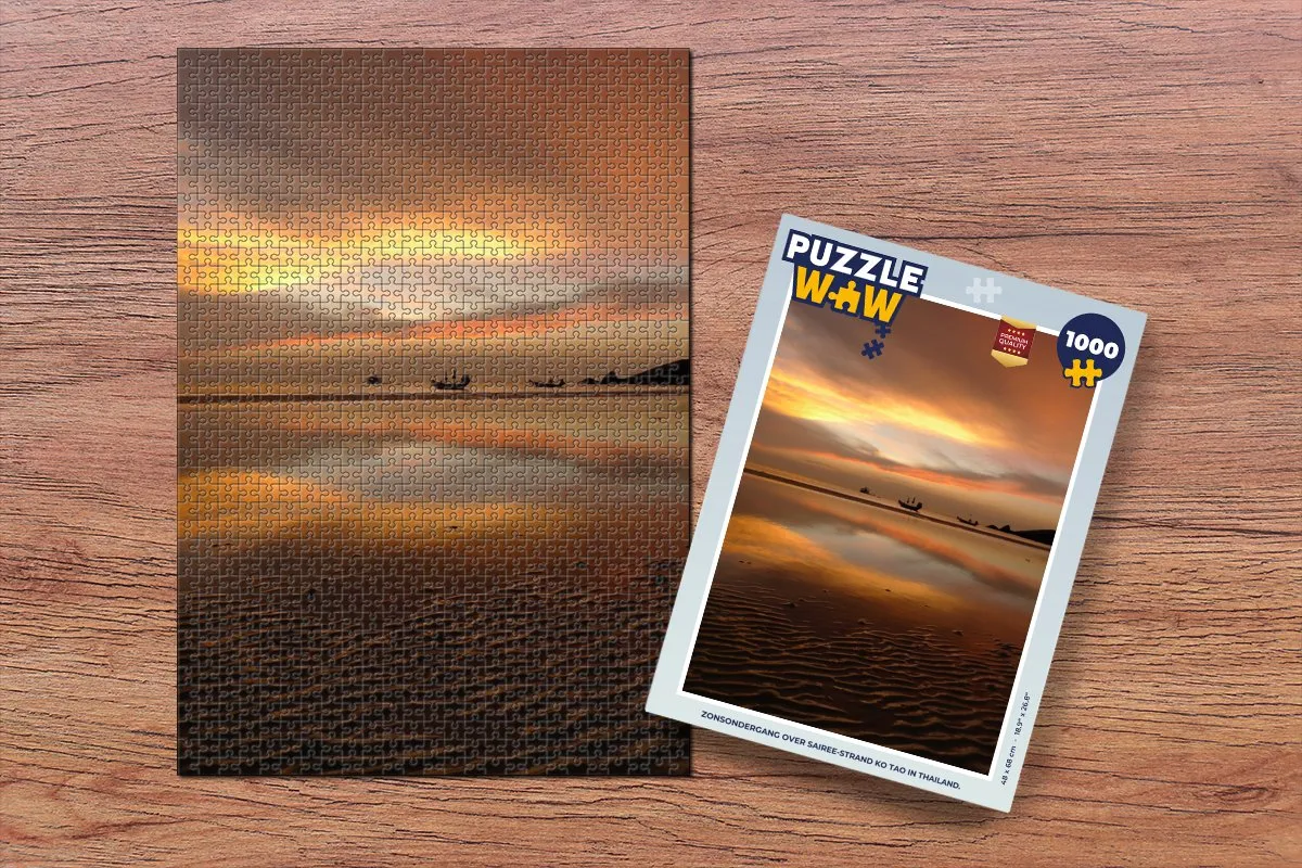 PuzzleWow Zonsondergang Sairee-strand Ko Tao Legpuzzel 1000 Stuks - Multicolor