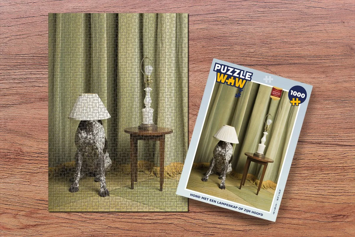 PuzzleWow Hond met Lampenkap - Legpuzzel 1000 Stuks - Multicolor