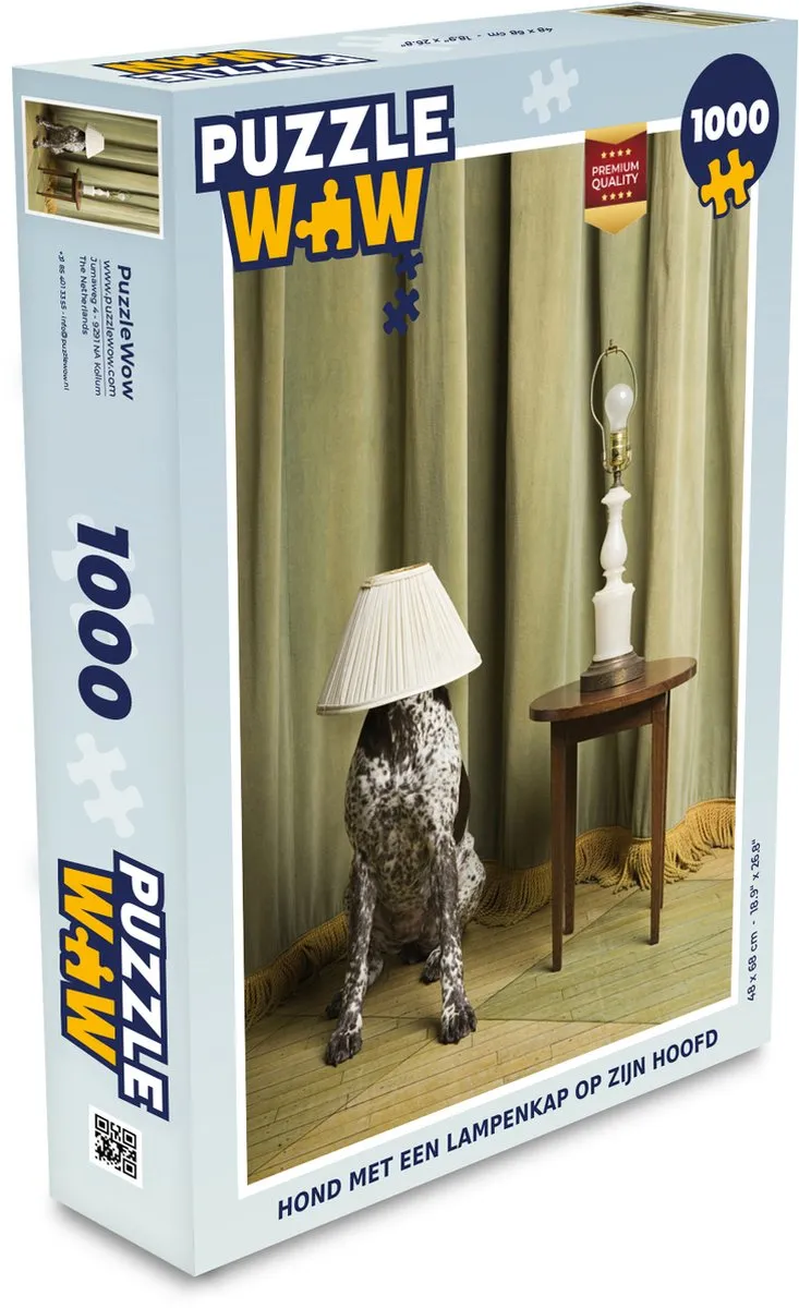 PuzzleWow Hond met Lampenkap - Legpuzzel 1000 Stuks - Multicolor