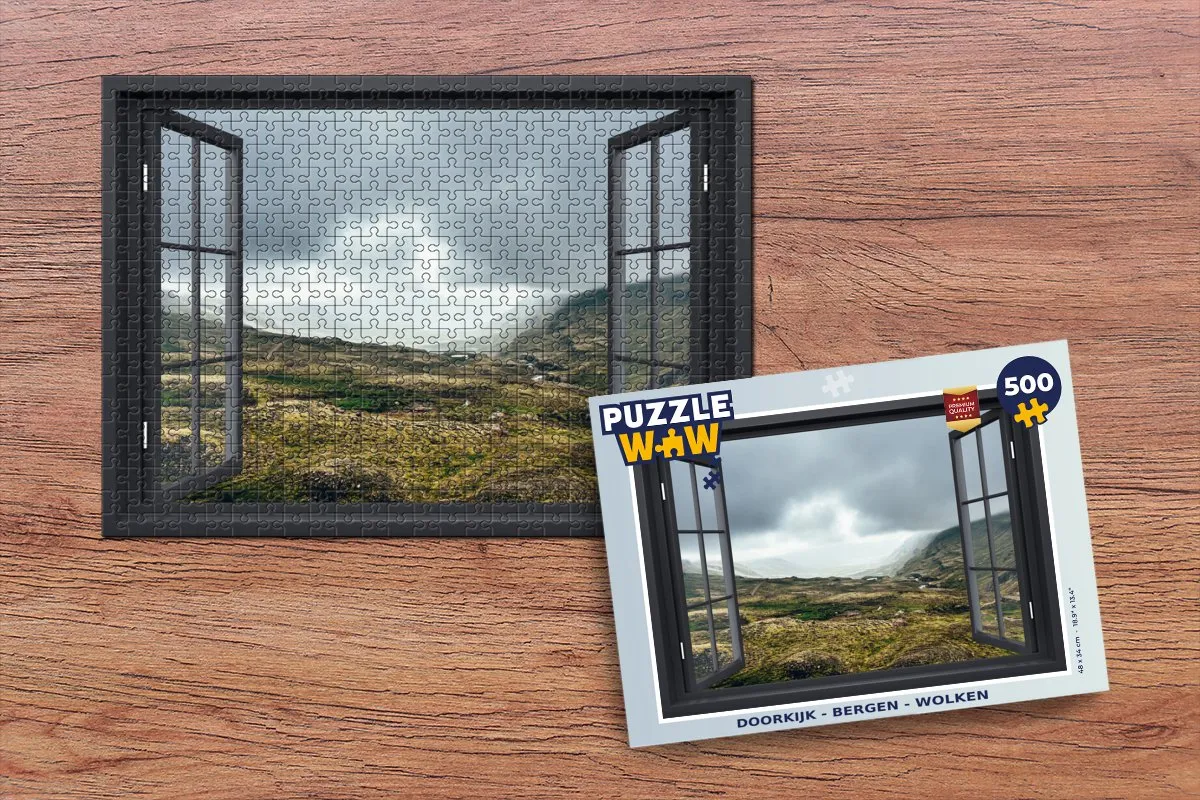 PuzzleWow Doorkijk Berg Wolken Legpuzzel 500 Stuks - Multicolor