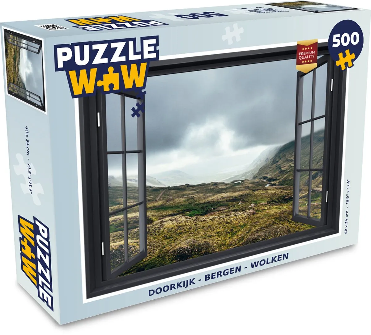 PuzzleWow Doorkijk Berg Wolken Legpuzzel 500 Stuks - Multicolor