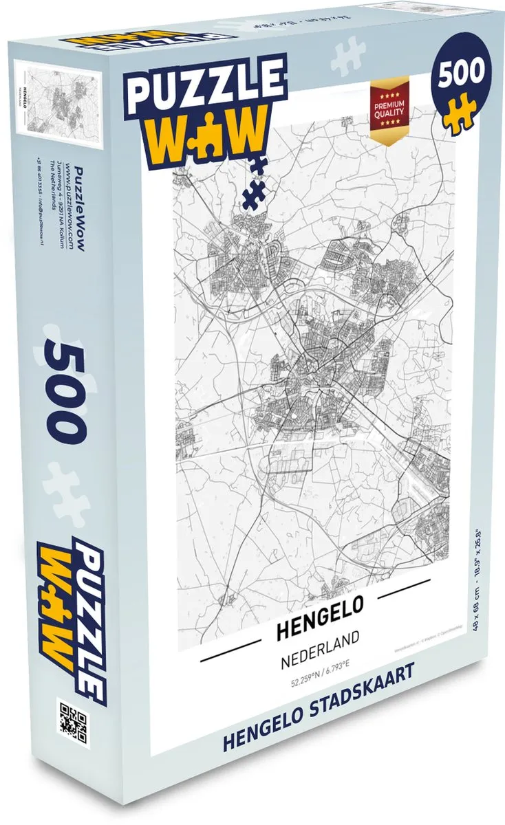 PuzzleWow Hengelo Stadskaart Legpuzzel 500 Stuks