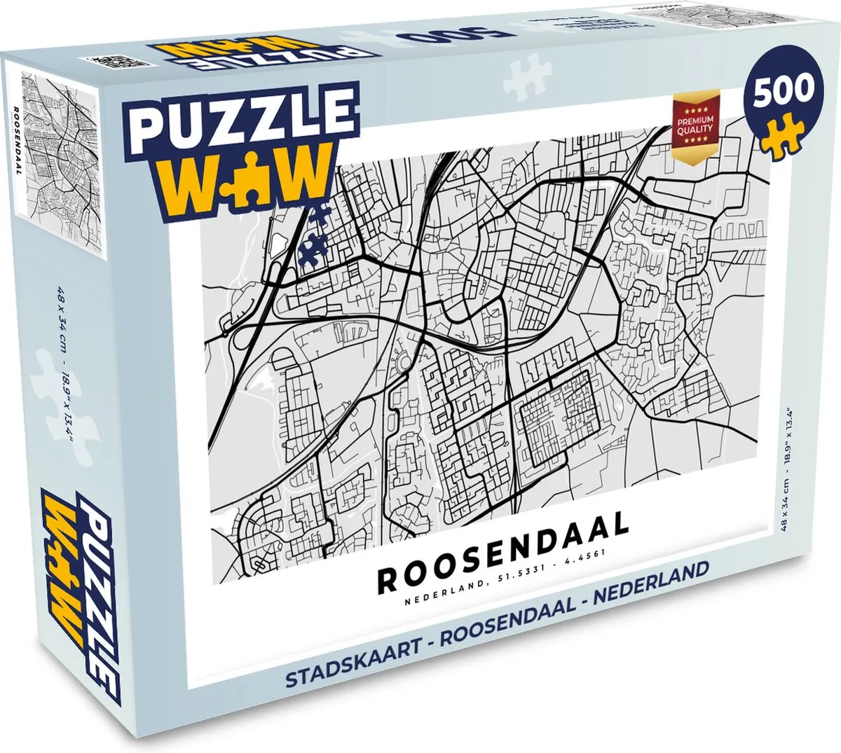 PuzzleWow Stadskaart Roosendaal Legpuzzel 500 Stuks
