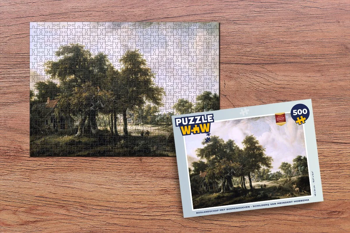 PuzzleWow Boslandschap met boerenhoeven Legpuzzel 500 Stuks - Multicolor