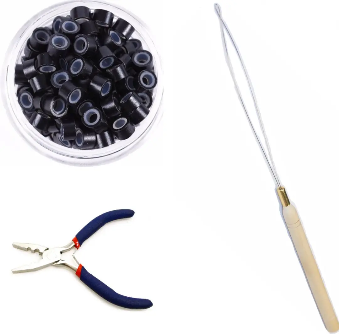 Combo_Microring met silicone 100 stuks_ bevat [microring met silicone kleur zwar