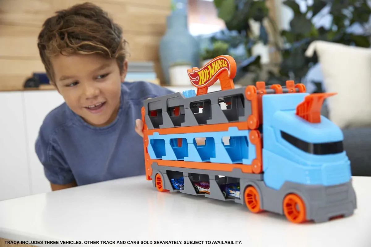 Hot Wheels Speedway Oplegger Speelset GVG37 - Grijs/Meerkleurig - afbeelding 6 van 6