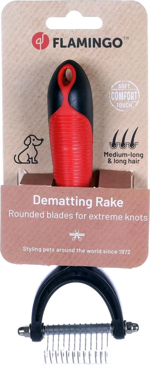 Flamingo Klittenkam Rond Blad - Rood - S - afbeelding 2 van 3