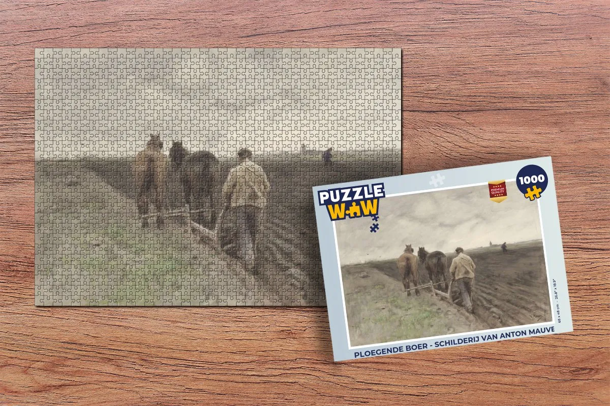 PuzzleWow Puzzel Ploegende boer - Anton Mauve Legpuzzel 1000 Stuks - Multicolor