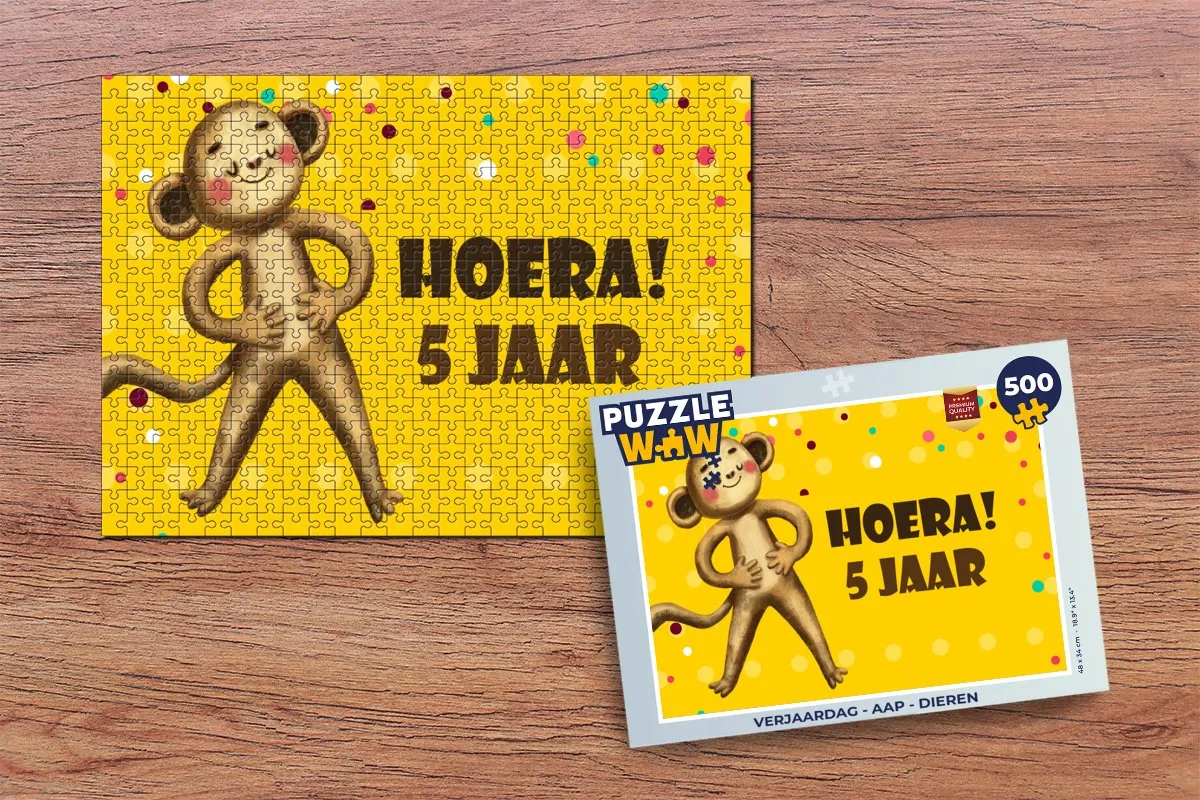 PuzzleWow Verjaardag Aap Legpuzzel 500 Stuks - Multicolor