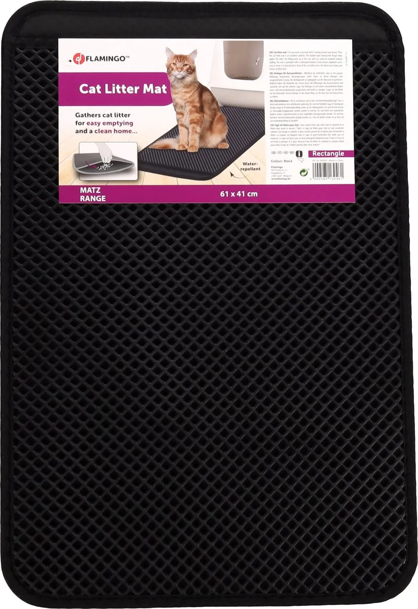 Flamingo Matz Kattenbakmat - Zwart 61x41cm