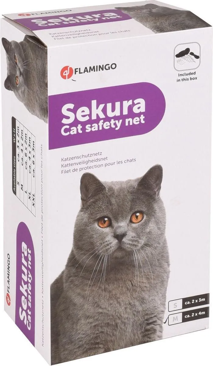 Flamingo Kattenaccessoire Beschermnet 2x4m - Zwart
