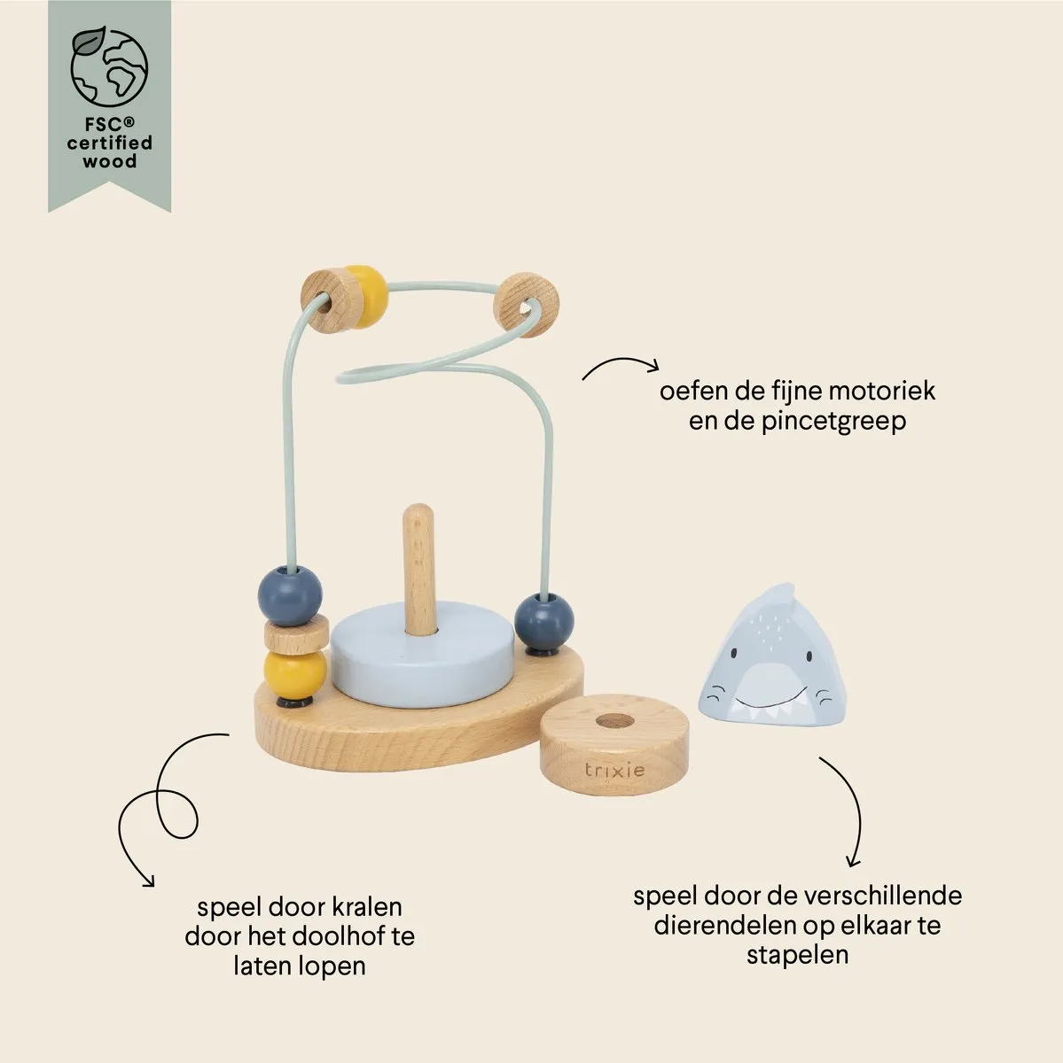 Trixie Mr. Shark Houten Kralenframe - Haai