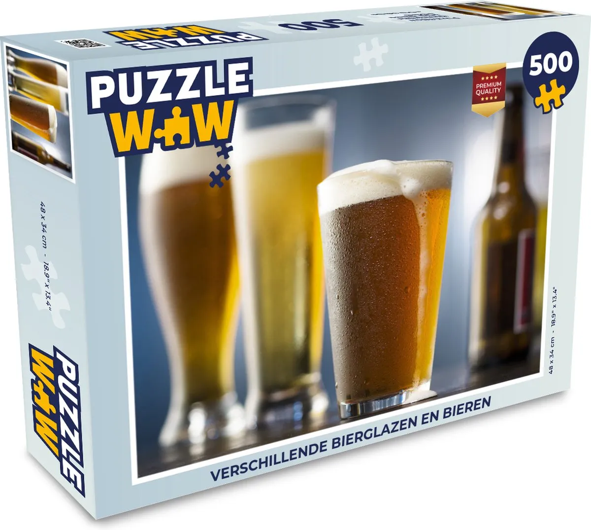 PuzzleWow Bierglazen & Bieren Legpuzzel 500 Stuks