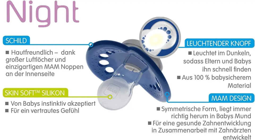 MAM Nacht & Dag Siliconen Speen Set van 4 (16+ Maanden)