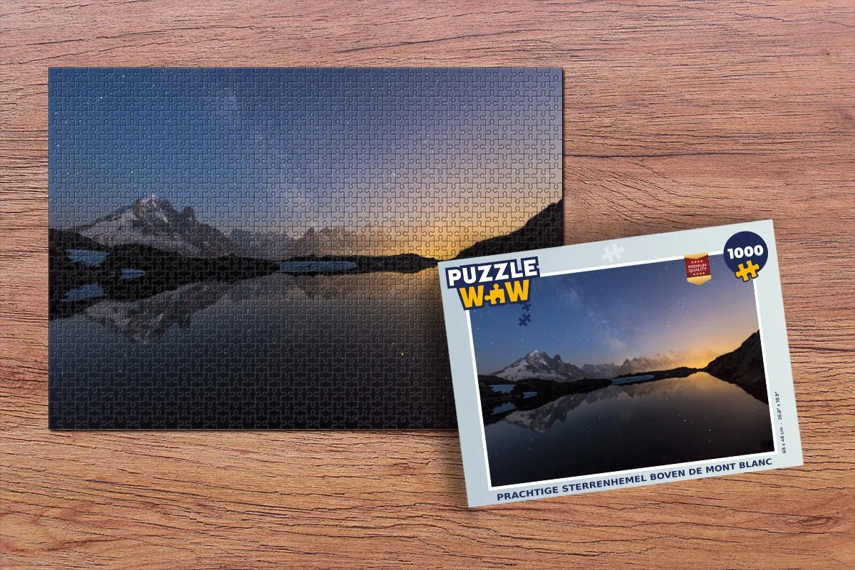 PuzzleWow Legpuzzel Mont Blanc Sterrenhemel 1000 Stuks - Multicolor