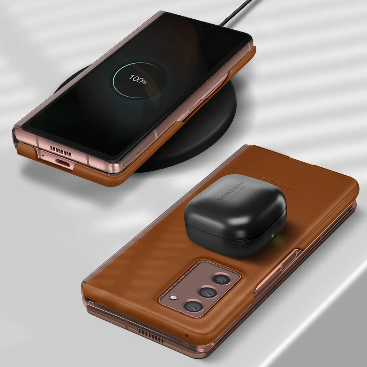 Samsung Leather Hoesje Galaxy Z Fold 2 - Bruin