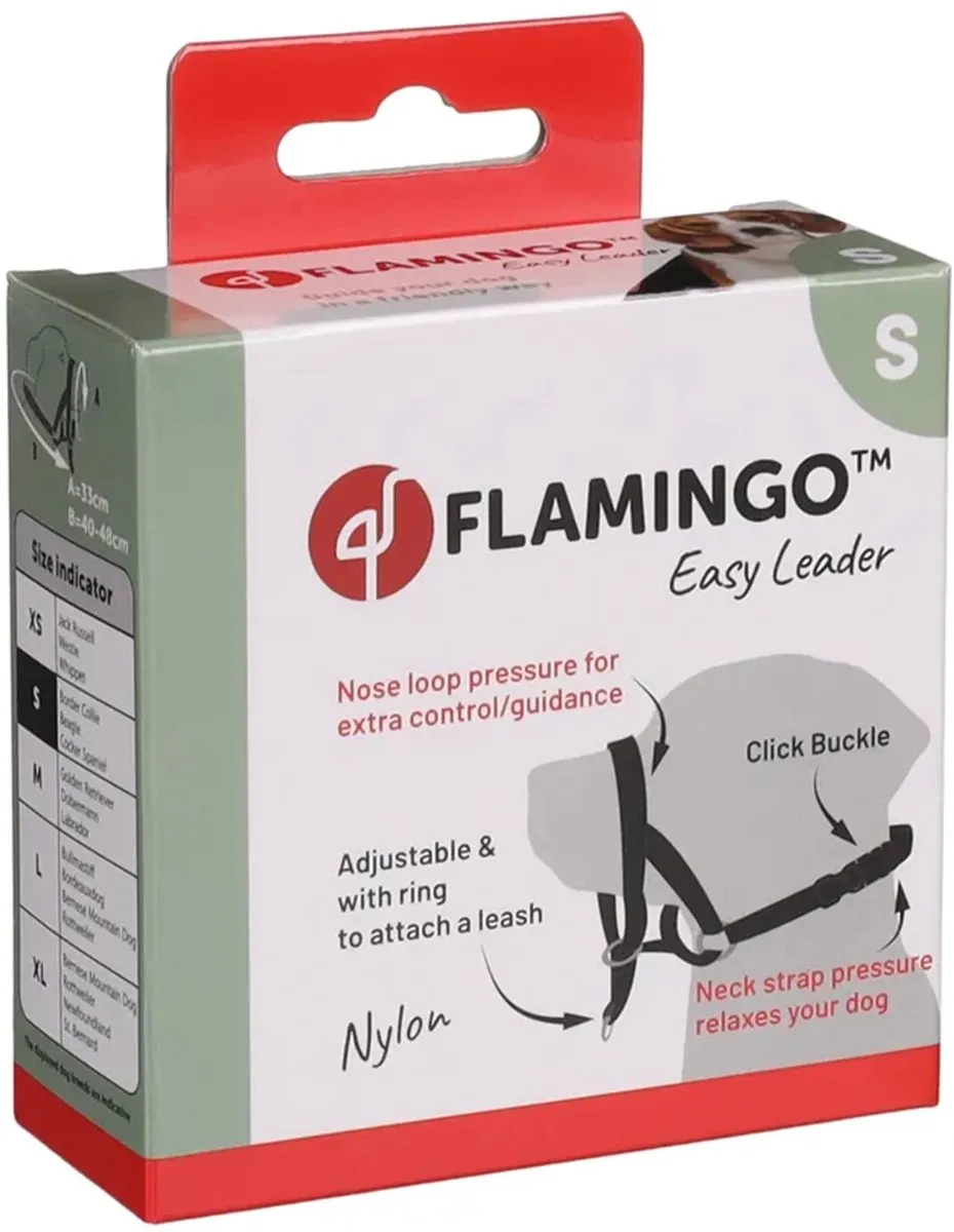 Flamingo Easy Leader Hoofdhalsband Honden XL 55-74cm - Zwart