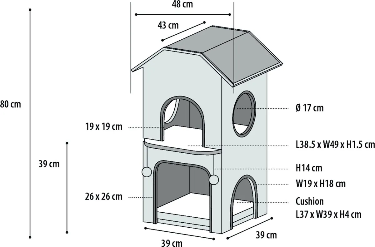 Flamingo Krabton Nordic Villa - Zwart 48.5x51.5x80.5cm