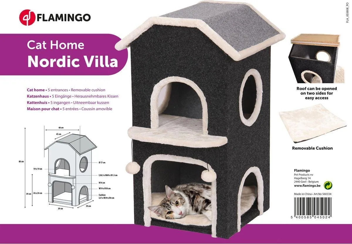 Flamingo Krabton Nordic Villa - Zwart 48.5x51.5x80.5cm - afbeelding 6 van 6