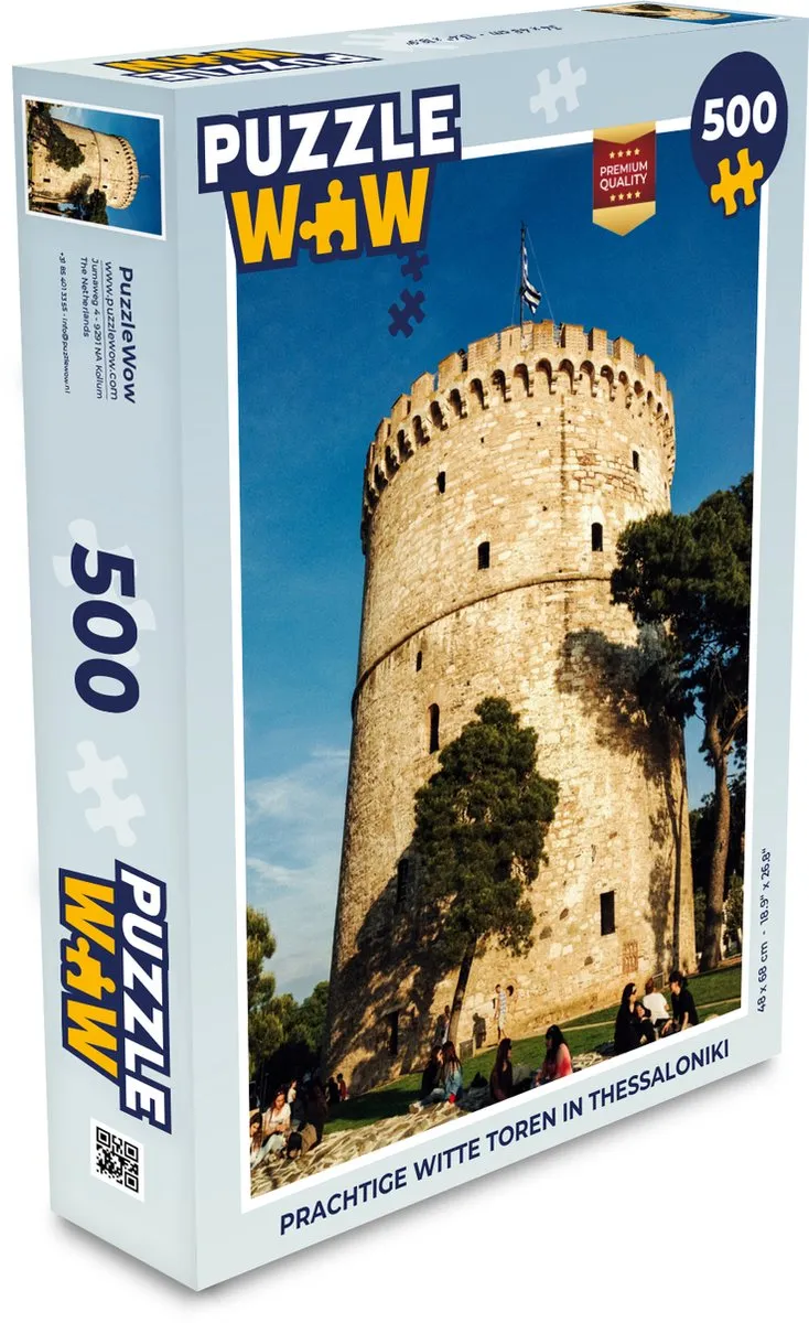 PuzzleWow Legpuzzel Thessaloniki Witte Toren 500 Stuks - Multicolor