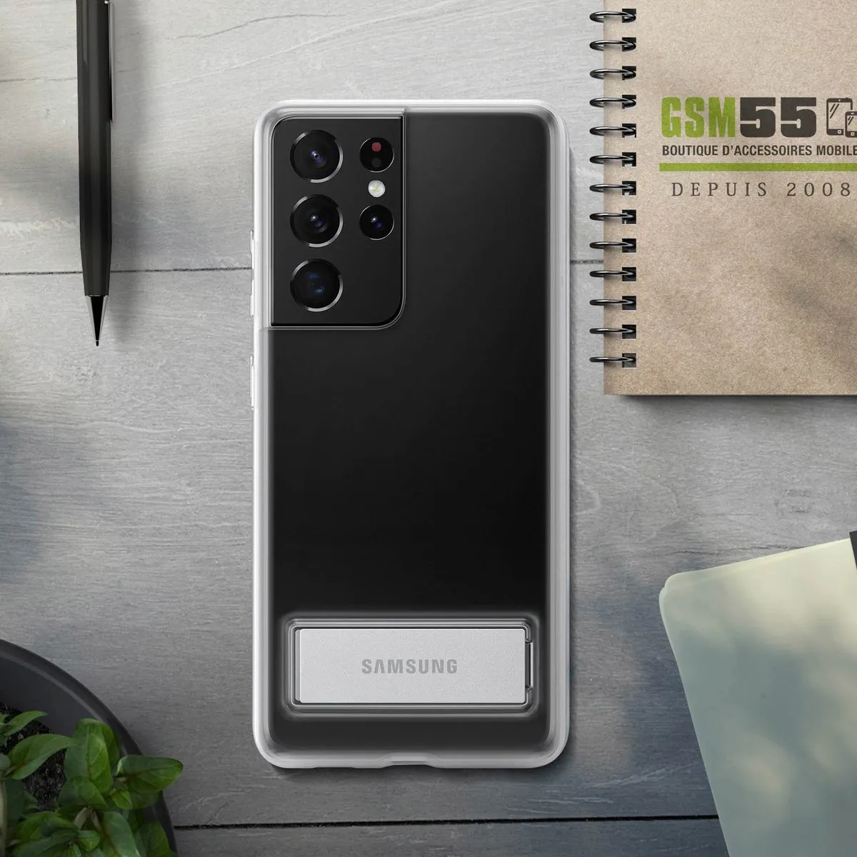 Samsung Clear Standing Hoesje S21 Ultra - Transparant