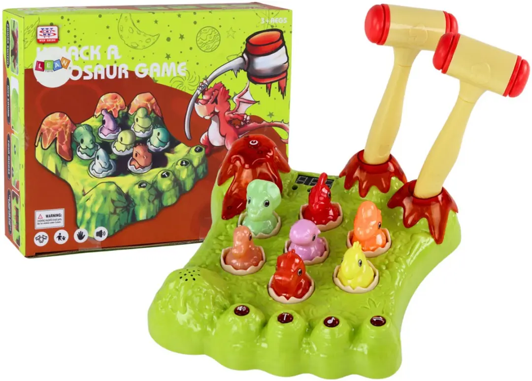 Wack-a-mole Spel Dinosaurussen Bord Twee hamers Groene lichten klinken