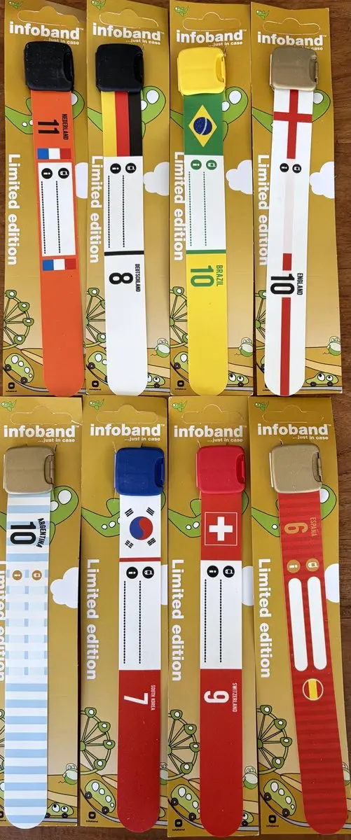 Set van 10 WK armbandjes diverse landen 10 stuks. Veilig op pad tijdens het WK e