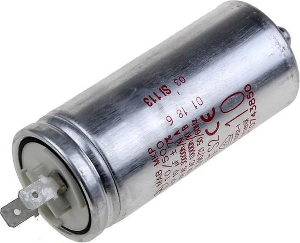 Whirlpool Condensator 10µF 481010743850 - Zilver