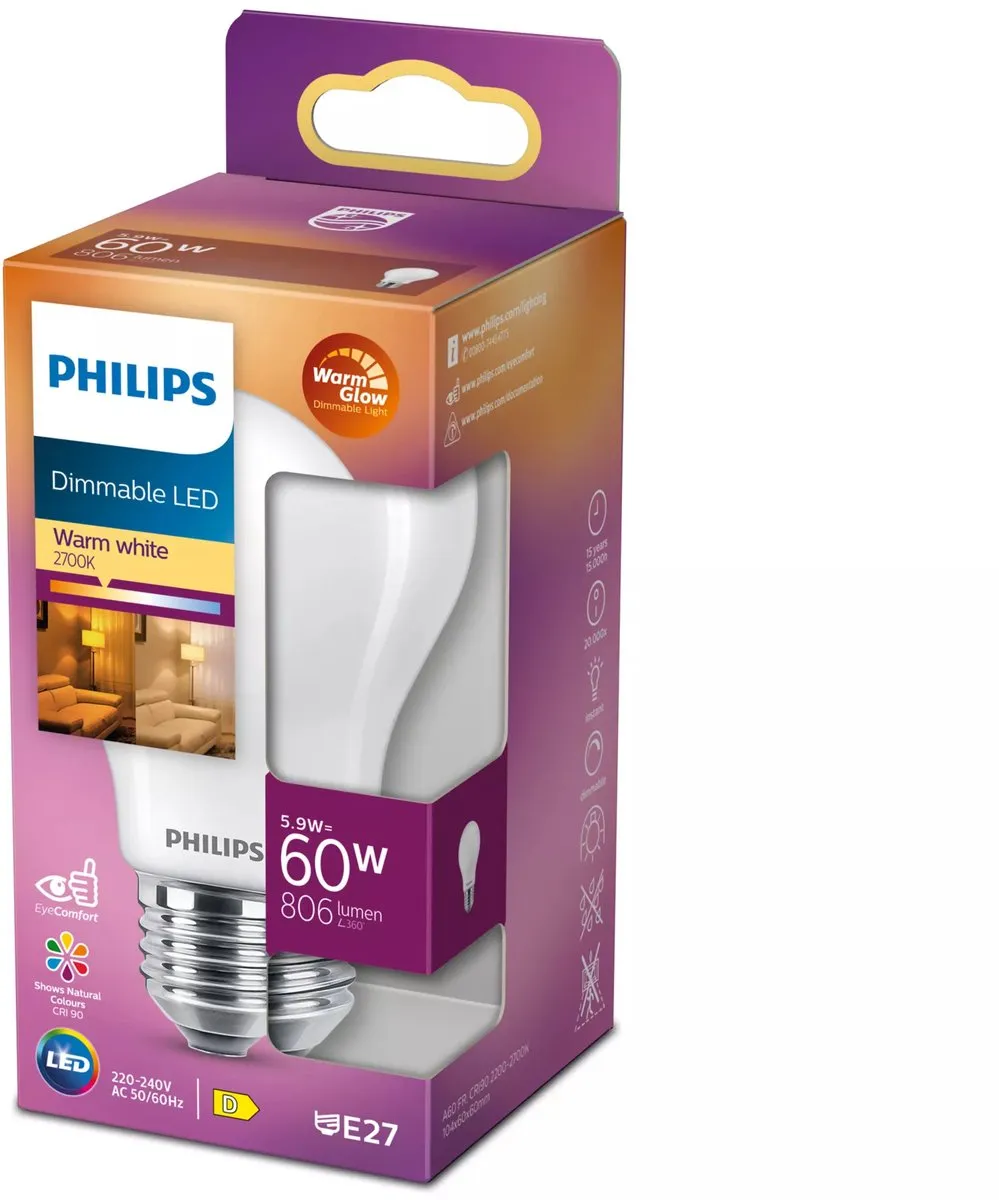 Philips LED Lamp Mat 5.9W E27 - Warmwit 2700K
