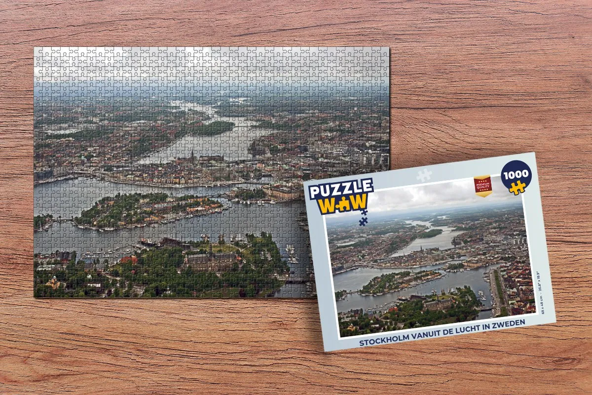 PuzzleWow Stockholm vanuit de lucht Legpuzzel 1000 Stuks - Multicolor