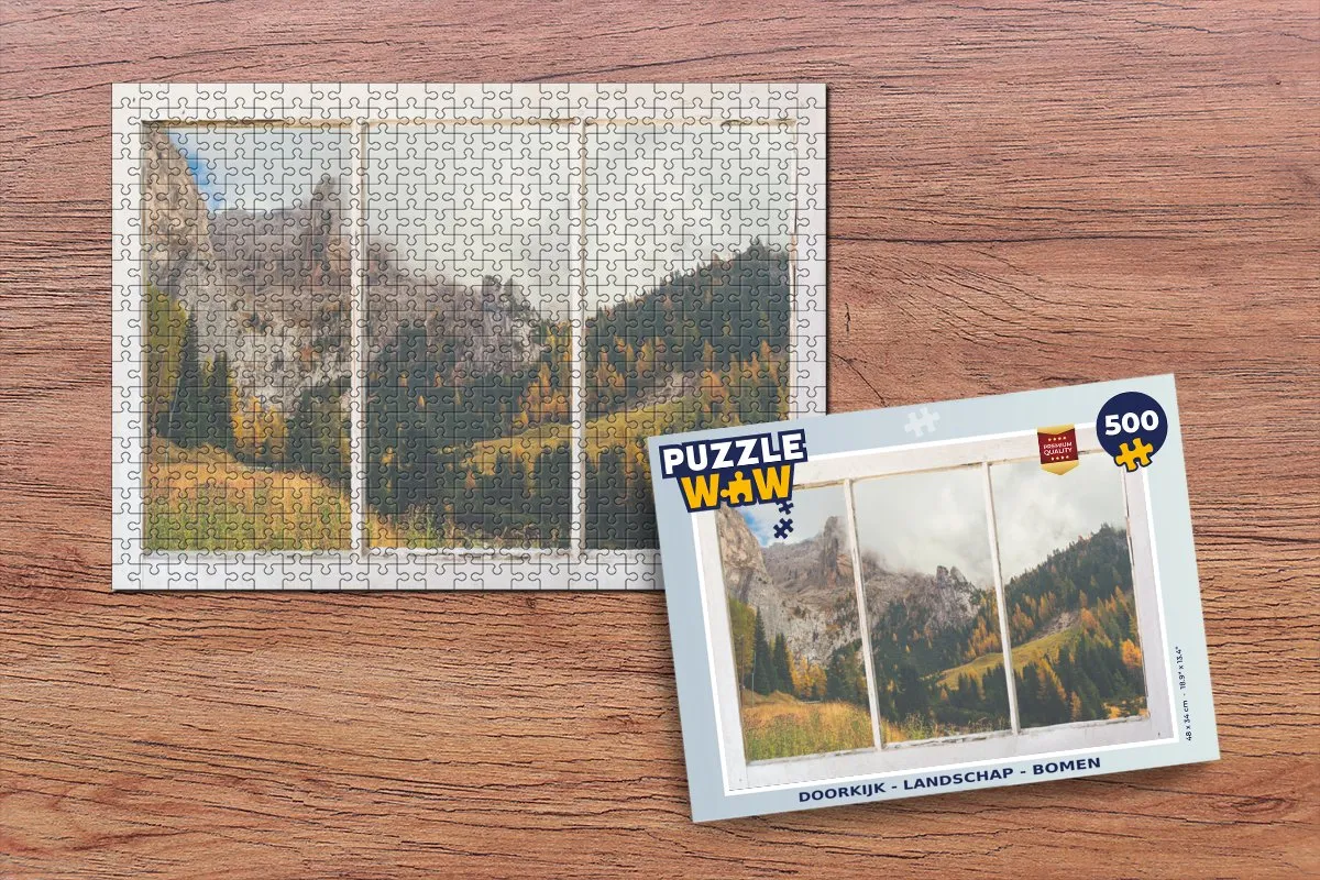 PuzzleWow Doorkijk Landschap Boom Legpuzzel 500 Stuks - Multicolor