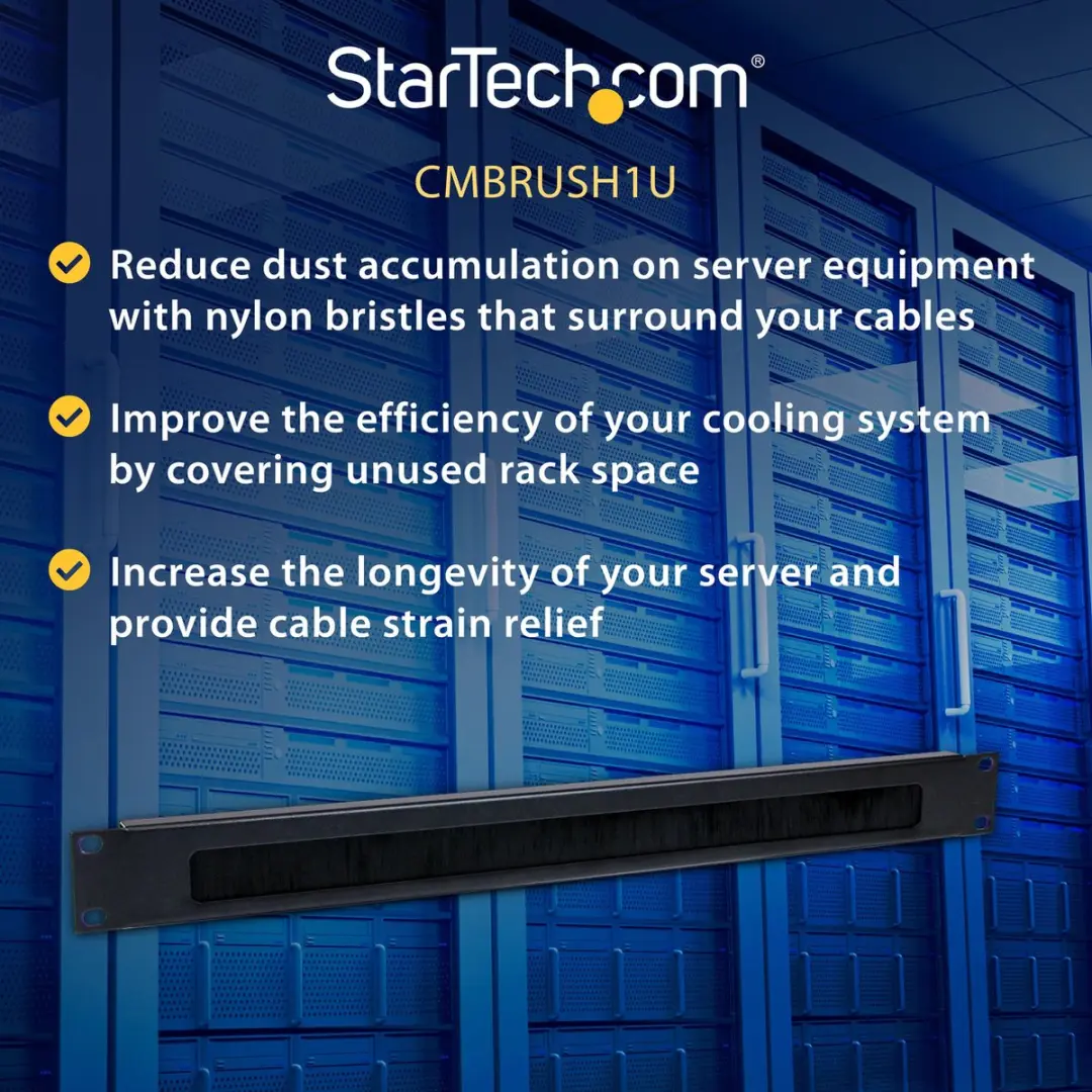 Startech CMBRUSH1U 1U borstelrek kabelmanager - Zwart - afbeelding 6 van 6