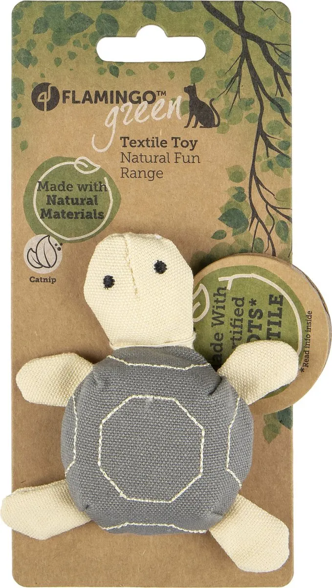 Flamingo Natural Fun Schildpad Kattenspeelgoed 11cm - Grijs