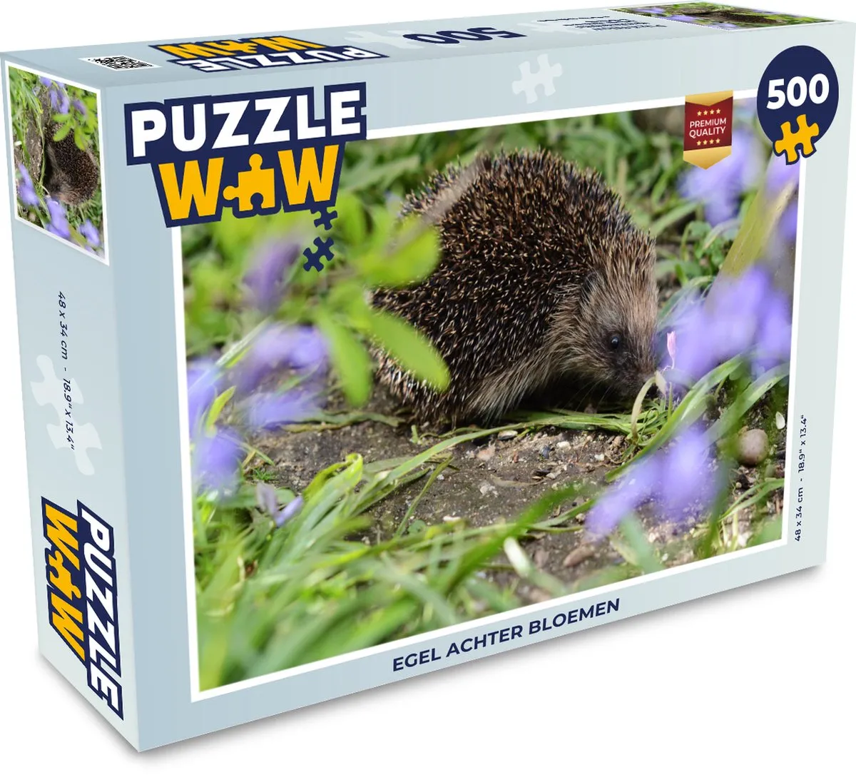 PuzzleWow Legpuzzel Egel achter bloemen 500 Stuks
