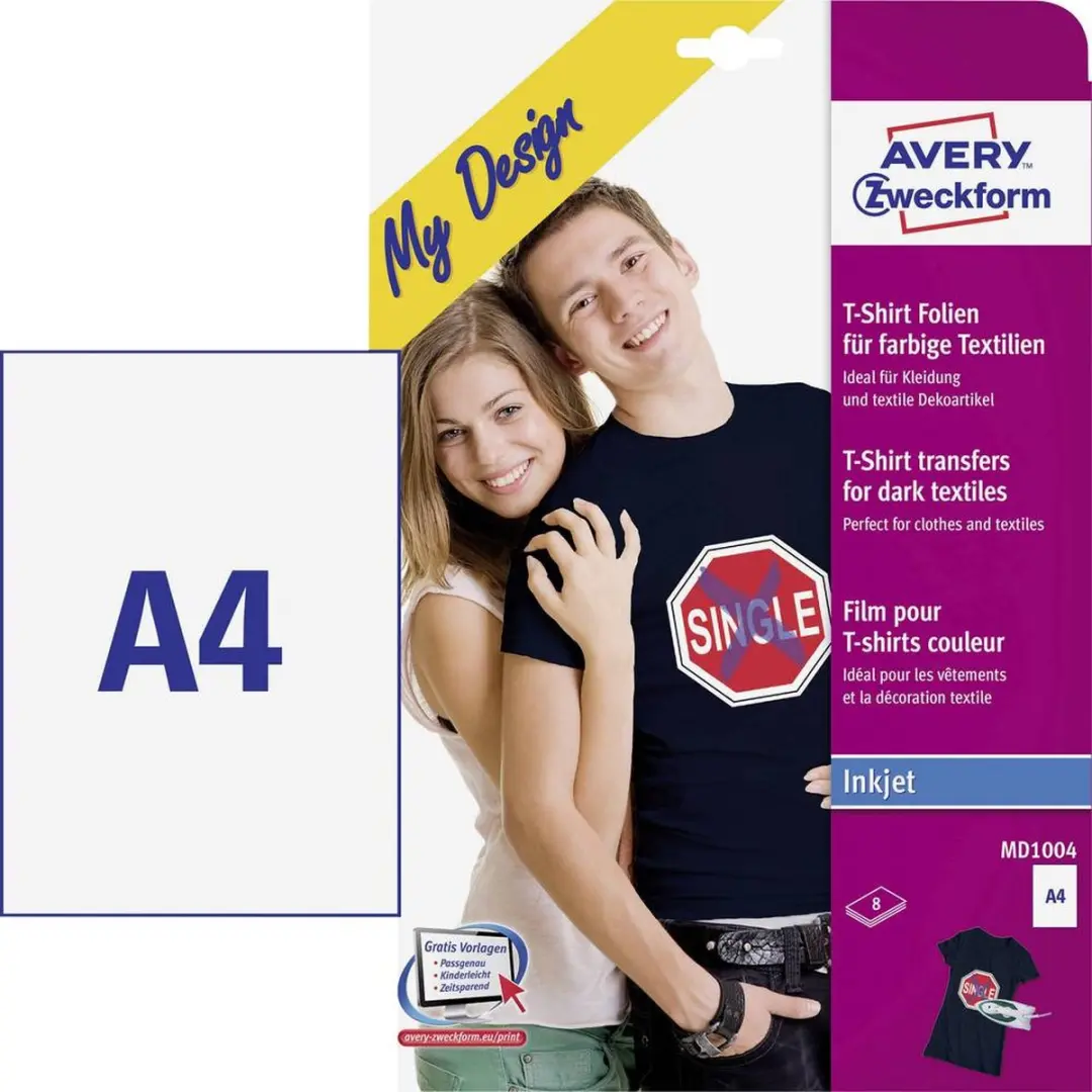 Avery Zweckform MD1004 Inkjet-textielfolie DIN A4 Wit