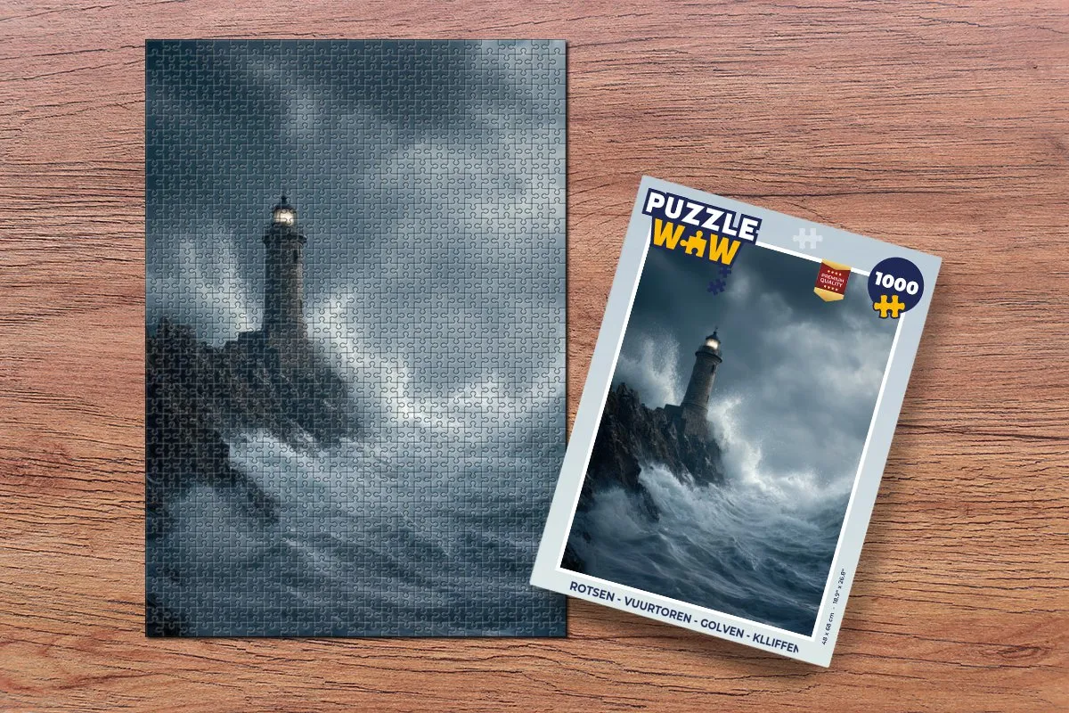 PuzzleWow Rotsen Vuurtoren Golven Legpuzzel 1000 Stuks