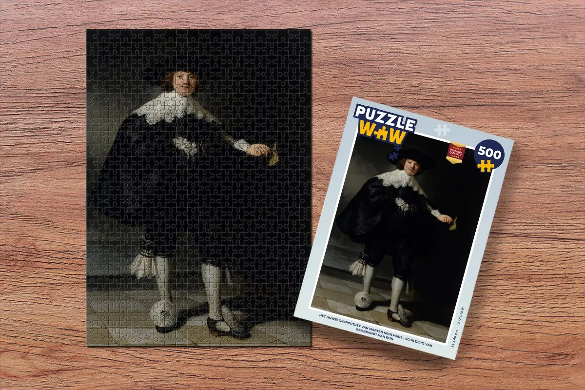 PuzzleWow Het Huwelijksportret van Marten Soolmans Legpuzzel 500 Stuks - Multicolor