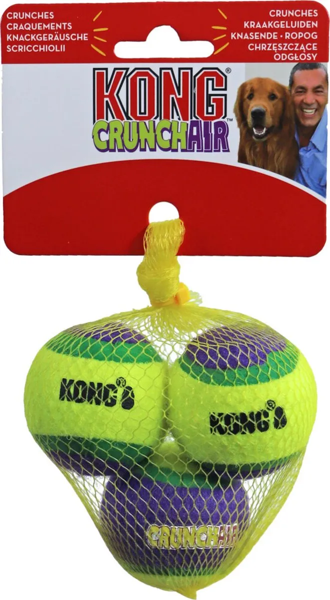 KONG Crunchair Tennisballen S - Blauw - 3 Stuks
